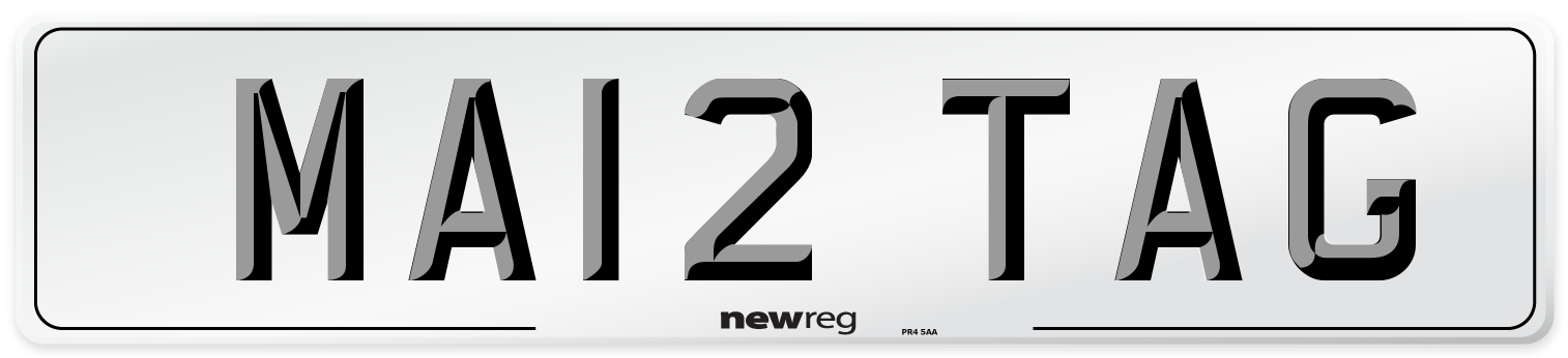 MA12 TAG Number Plate from New Reg